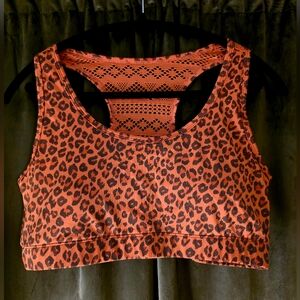 Wild Patterned Sports Bra - Orange and Black